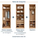 Ver imagem 3 de Conjunto Planejado Joy 3 Peças Cabideiros, Nicho com 2 Gavetas e Sapateira CabeCasa MadeiraOriginals