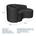 Ver imagem 3 de Recamier Curvo Orgânico 150cm 2 Lugares Lado Direito para Sala de Estar Linho Londres Preto
