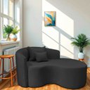 Ver imagem 1 de Recamier Curvo Orgânico 150cm 2 Lugares Lado Direito para Sala de Estar Linho Londres Preto