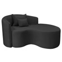 Ver imagem 2 de Recamier Curvo Orgânico 150cm 2 Lugares Lado Direito para Sala de Estar Linho Londres Preto