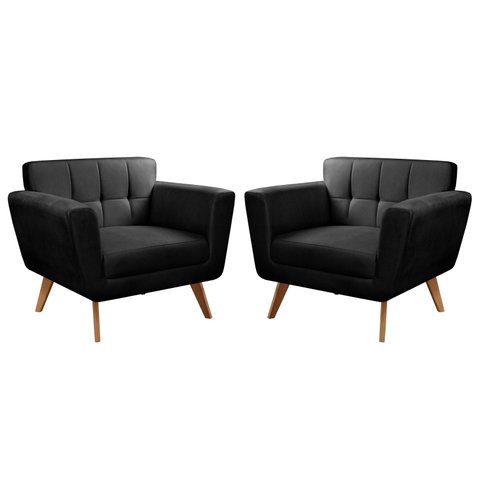 Conjunto 2 Poltronas Bruna Estilo Living Moderna Decoração Sala Recepção