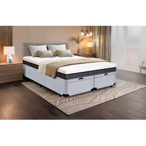 Cama Box Baú Queen Size Bipartida Serenelife - Suede Cinza Claro