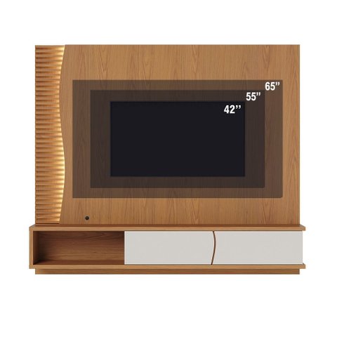Painel Home Suspenso Egeu para Sala de Tv até 65 Polegadas Freijó Off White Matte Colibri