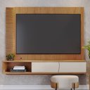 Ver imagem 4 de Painel Home Suspenso Egeu para Sala de Tv até 65 Polegadas Freijó Off White Matte Colibri