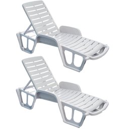 Conjunto com 2 Espreguiçadeiras com Encosto Reclinável - 1