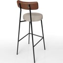 Ver mais imagens de Kit 02 Banquetas Alta Cozinha Bar Sala Jantar Milão L02 Couríssimo Marrom Linho Bege - Lyam Decor