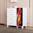Ver imagem 7 de Comoda 4 Gavetas 1 Porta Mdf 81 Cm Livia Vermelho Decmade