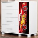 Ver imagem 2 de Comoda 4 Gavetas 1 Porta Mdf 81 Cm Livia Vermelho Decmade