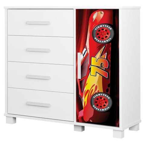 Comoda 4 Gavetas 1 Porta Mdf 81 Cm Livia Vermelho Decmade