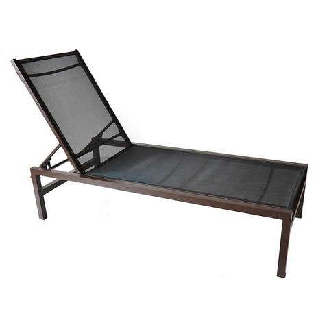 Chaise Espreguiçadeira para Piscina com Encosto Reclinável em Alumínio e Tela Sling