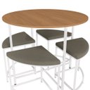 Ver imagem 3 de Mesa Sala de Jantar Redonda com 4 Banquetas Estofadas Canela/branco