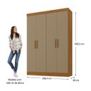 Ver imagem 3 de Guarda-Roupa 4 Portas 3 Gavetas 100% MDF Cinamomo/Cappuccino Espresso Móveis