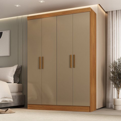 Guarda-Roupa 4 Portas 3 Gavetas 100% MDF Cinamomo/Cappuccino Espresso Móveis