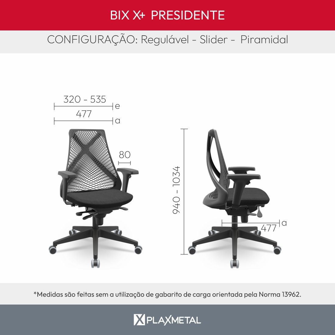 Cadeira de Escritório Bix Autocompensador Pol. Preto Enc. Preto - 5