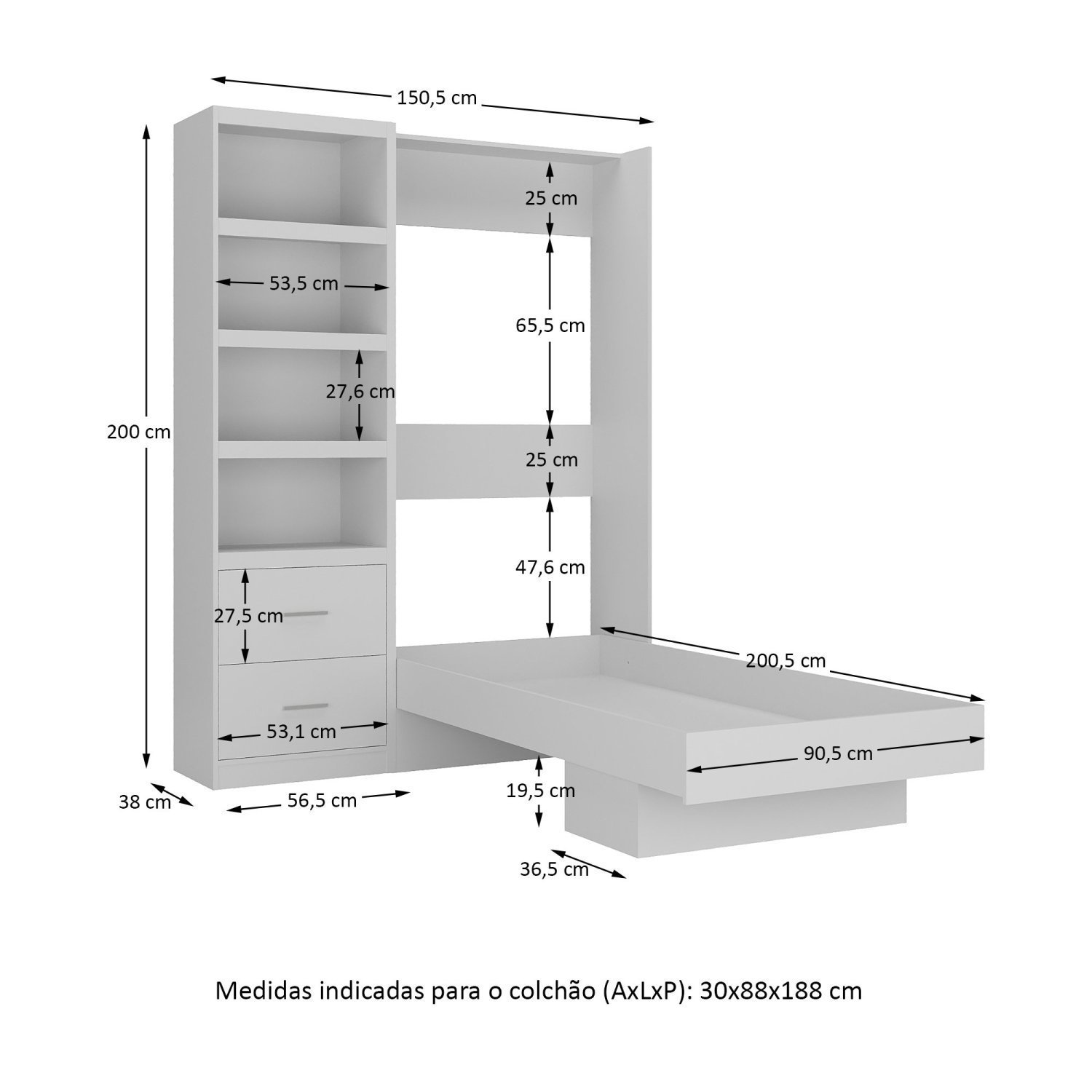 Cama Articulada Infantil/Juvenil com Estante  - 3