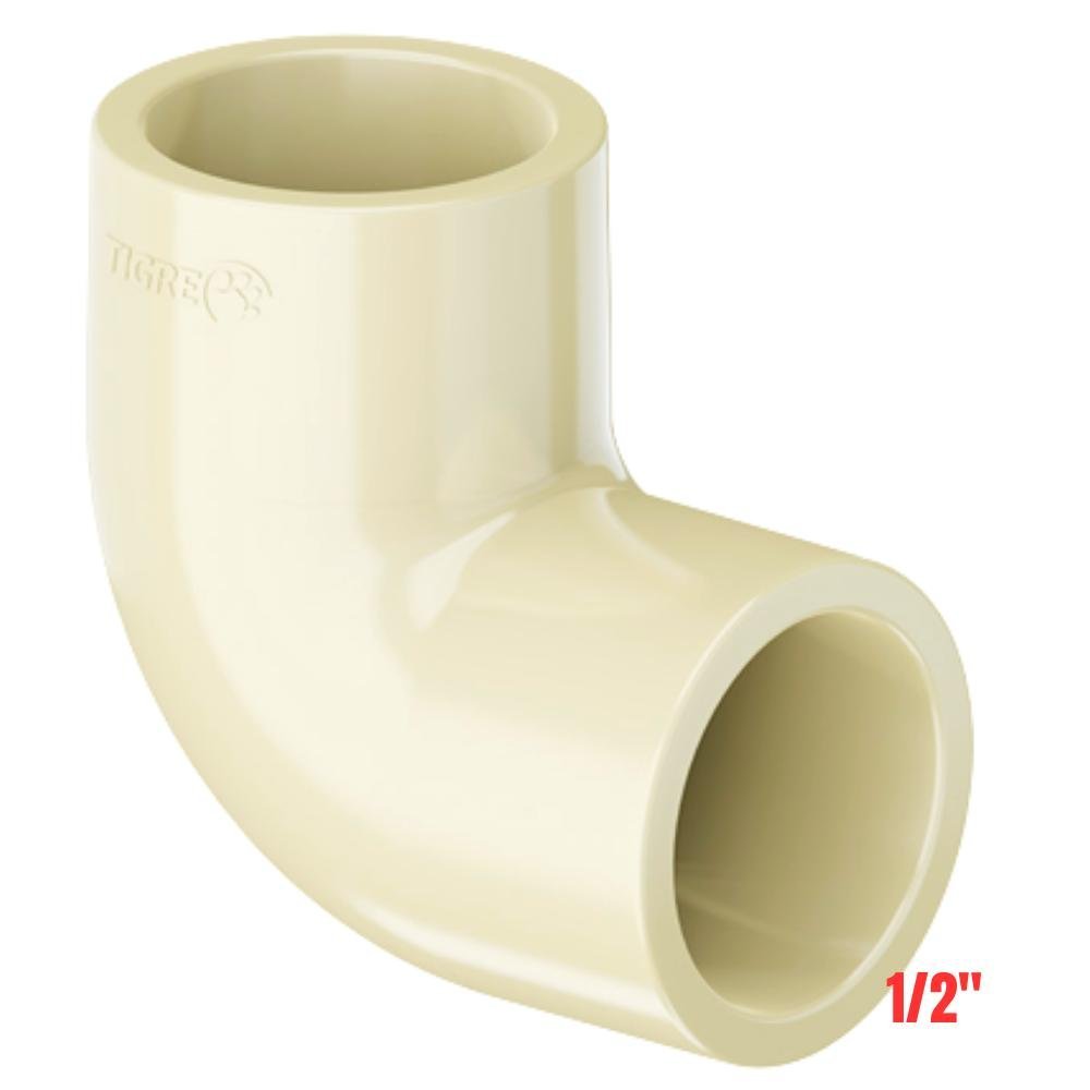 Joelho 90° Graus Aquatherm Soldável Cpvc Bege Para Tubo Água Quente 1/2” Polegadas De 15mm - 1