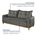 Ver imagem 7 de Sofá Living 2 Lugares 210cm com Base de Madeira Sidney Cinza