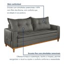 Ver imagem 5 de Sofá Living 2 Lugares 210cm com Base de Madeira Sidney Cinza