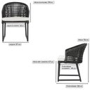 Ver imagem 2 de 3 Cadeira Noronha Aluminio Micro Pintura Preta, Tr. Telinha Corda Nautica Preta, Estofado - Branco