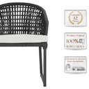 Ver imagem 3 de 3 Cadeira Noronha Aluminio Micro Pintura Preta, Tr. Telinha Corda Nautica Preta, Estofado - Branco