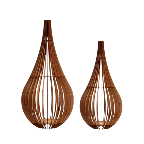 Abajur Grande de Chão CAPADÓCIA MDF Luminária -:Marrom/Kit com 2 - 90x40cm e 75x40cm