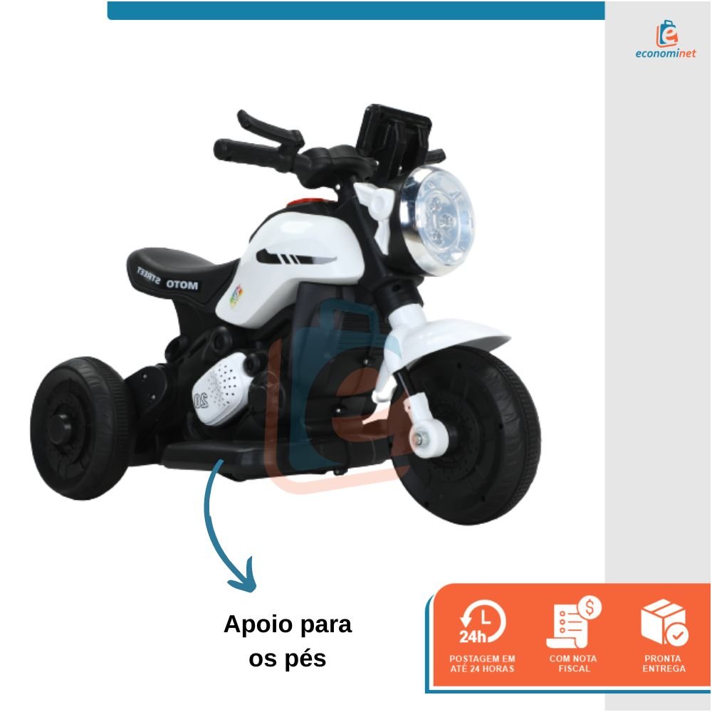 Mini Moto Elétrica Infantil Triciclo 6V A Bateria Passeio Street - 5
