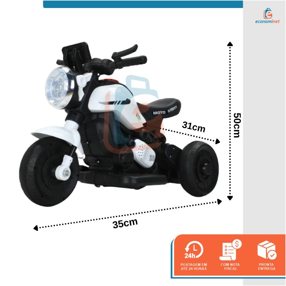 Mini Moto Elétrica Infantil Triciclo 6V A Bateria Passeio Street - 2