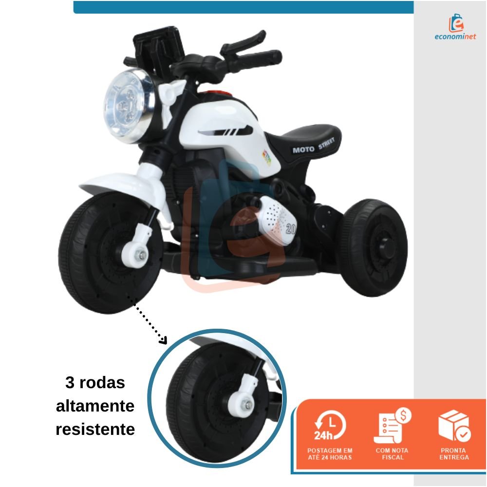 Mini Moto Elétrica Infantil Triciclo 6V A Bateria Passeio Street - 4