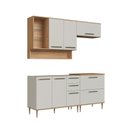 Ver imagem 3 de Cozinha Modulada 5 Peças com Nicho Decorativo Balcão para Cooktop Isabelle Bege/Freijó/Arenas