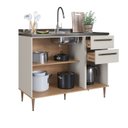 Ver mais imagens de Cozinha Modulada 5 Peças com Nicho Decorativo Balcão para Cooktop Isabelle Bege/Freijó/Arenas