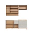 Ver imagem 5 de Cozinha Modulada 5 Peças com Nicho Decorativo Balcão para Cooktop Isabelle Bege/Freijó/Arenas
