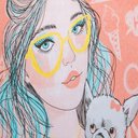 Ver imagem 2 de Fronha Portallar Malha 100% Algodão Estampa Localizada Girl Óculos e Cachorro 48cmx68cm Branco