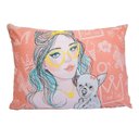 Ver imagem 1 de Fronha Portallar Malha 100% Algodão Estampa Localizada Girl Óculos e Cachorro 48cmx68cm Branco