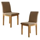 Ver imagem 1 de Conjunto 2 Cadeiras para Sala de Jantar com Pés em Madeira Maciça Bella Bege/Cinamomo/Veludo