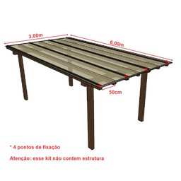 Kit Policarbonato Branco 4mm 3,00m X 6,00m - Perfis Naturais - 2