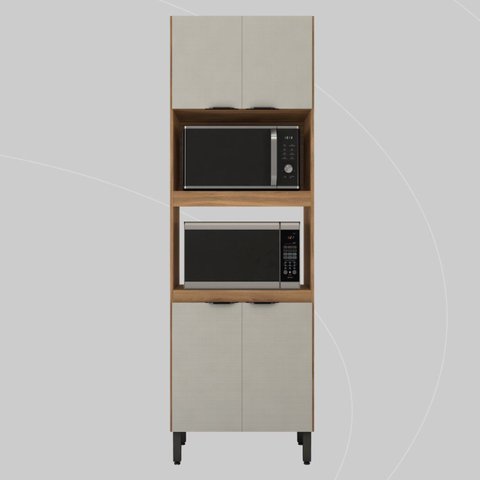 Paneleiro Firenze Duplo Forno - 4 Portas Marrom/Amêndola Touch/Nude Prime Tx