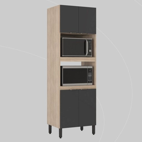 Paneleiro Firenze Duplo Forno - 4 Portas Bege/Avena Touch/Grafito
