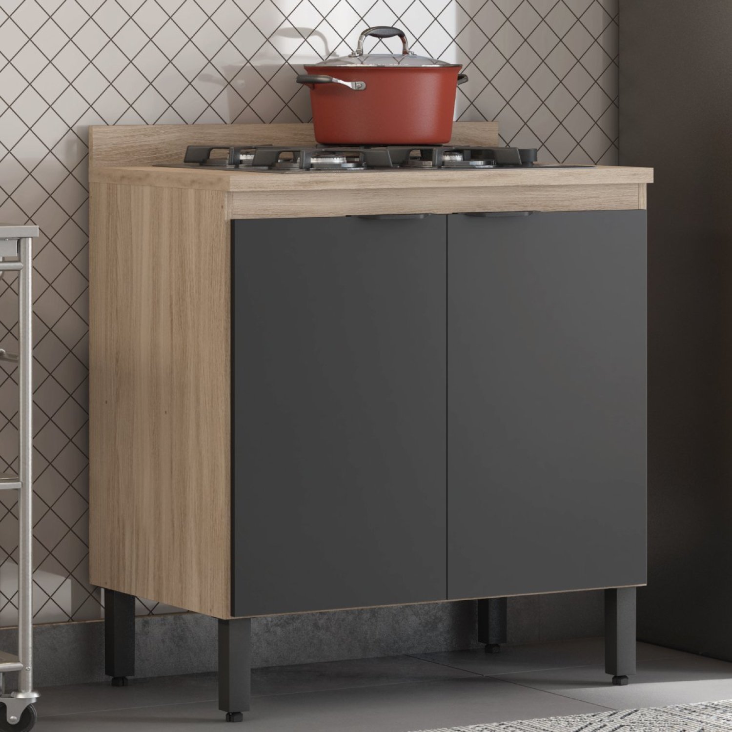 Balcão para Cozinha 80cm 2 Portas Firenze
