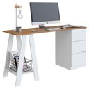 Ver imagem 2 de Mesa Escrivaninha Cavalete com Gavetas B62 135 Cm Mell Branco Novam