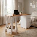 Ver imagem 6 de Mesa Escrivaninha Cavalete com Gavetas B62 135 Cm Mell Branco Novam