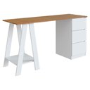 Ver imagem 1 de Mesa Escrivaninha Cavalete com Gavetas B62 135 Cm Mell Branco Novam