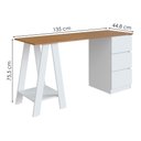 Ver imagem 3 de Mesa Escrivaninha Cavalete com Gavetas B62 135 Cm Mell Branco Novam