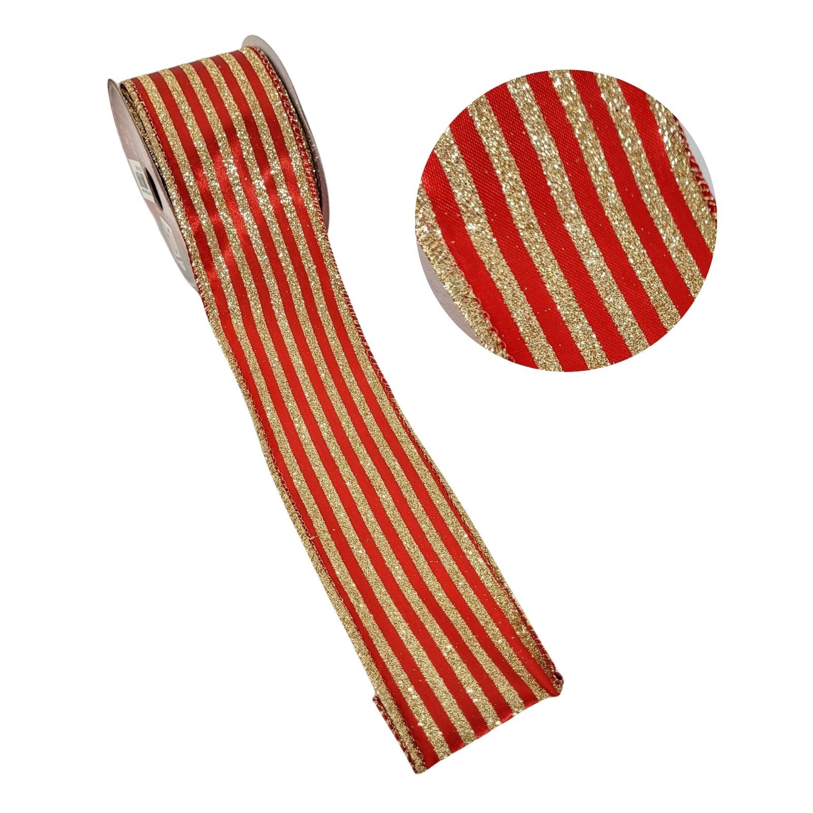 Fita Vermelha E Dourada Natalina 6cmx9m Natal Decorativa - 1