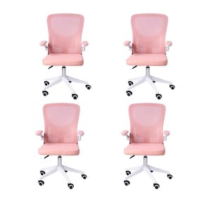 Kit 04 Cadeiras Escritório Rodizio Office Bytes Rosa