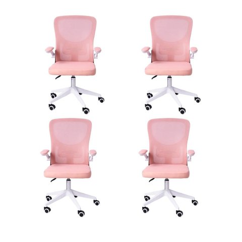 Kit 04 Cadeiras Escritório Rodizio Office Bytes Rosa
