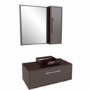 Ver imagem 2 de Gabinete de Banheiro Suspenso 80cm Alice com Espelheira 01 Porta com Cuba Cinza/Grafite