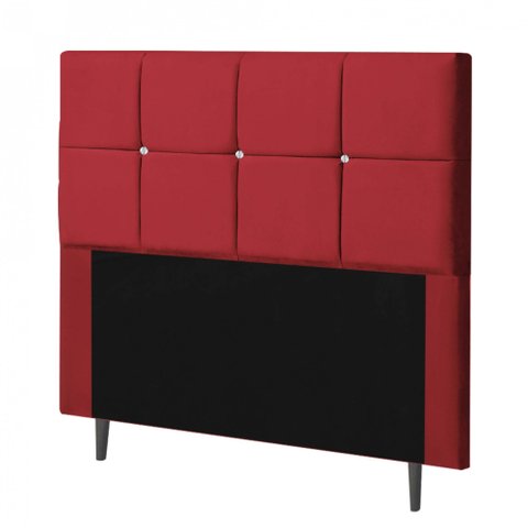 Cabeceira Estofada Poliana 140CM Casal Strass Courino Vermelho - D A DECOR
