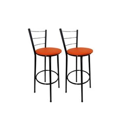 Kit 2 Banqueta Alta Preta Cozinha Gourmet Americana Balcão:laranja - 1