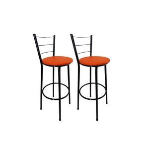 Kit 2 Banqueta Alta Preta Cozinha Gourmet Americana Balcão:laranja