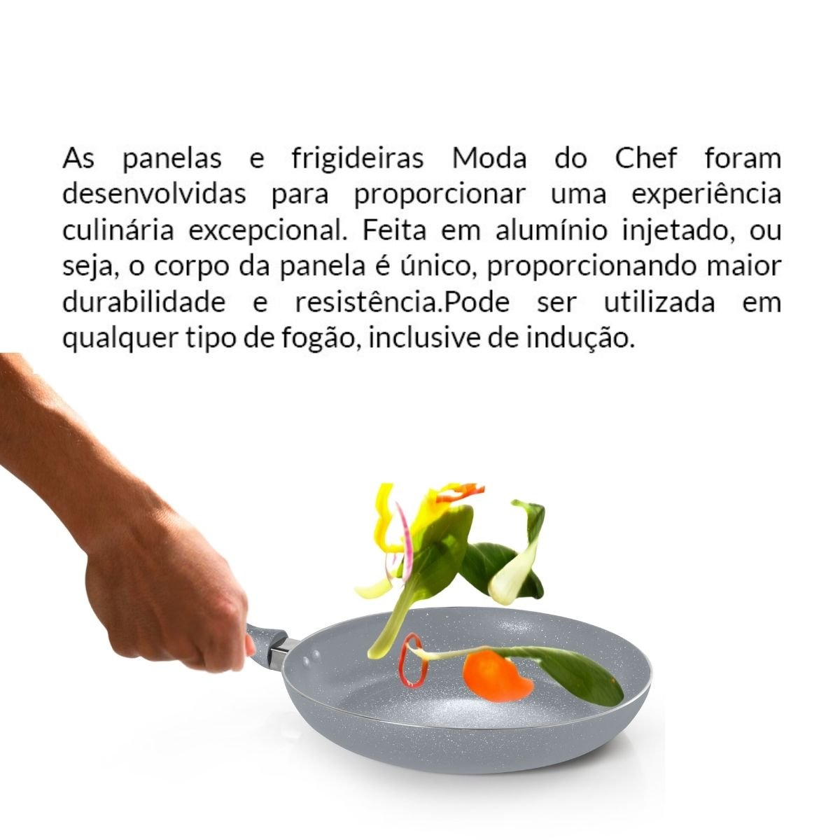 Frigideira Antiaderente 24cm Cinza Graniflon Moda do Chef - 3